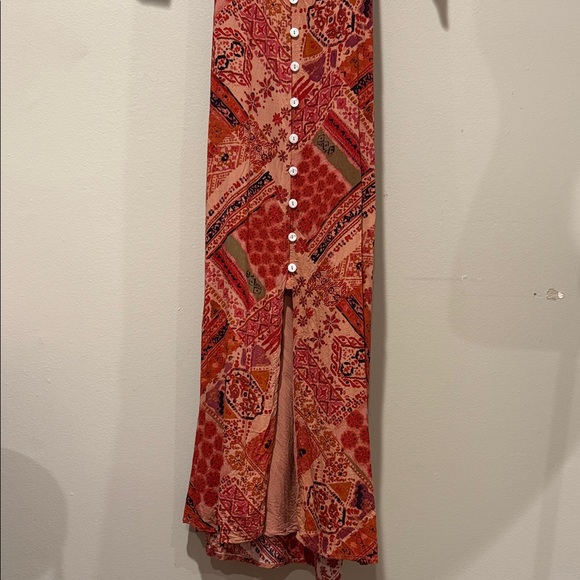 NWOT Free People Red and Orange Long Sleeve Dress - Picture 2 of 7